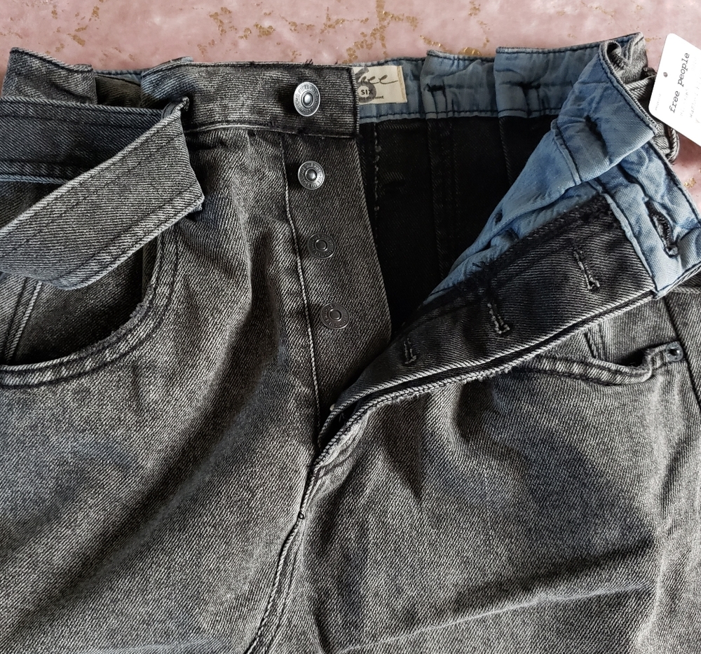 Free People Black Washed Denim Skirt - Picture 7 of 16